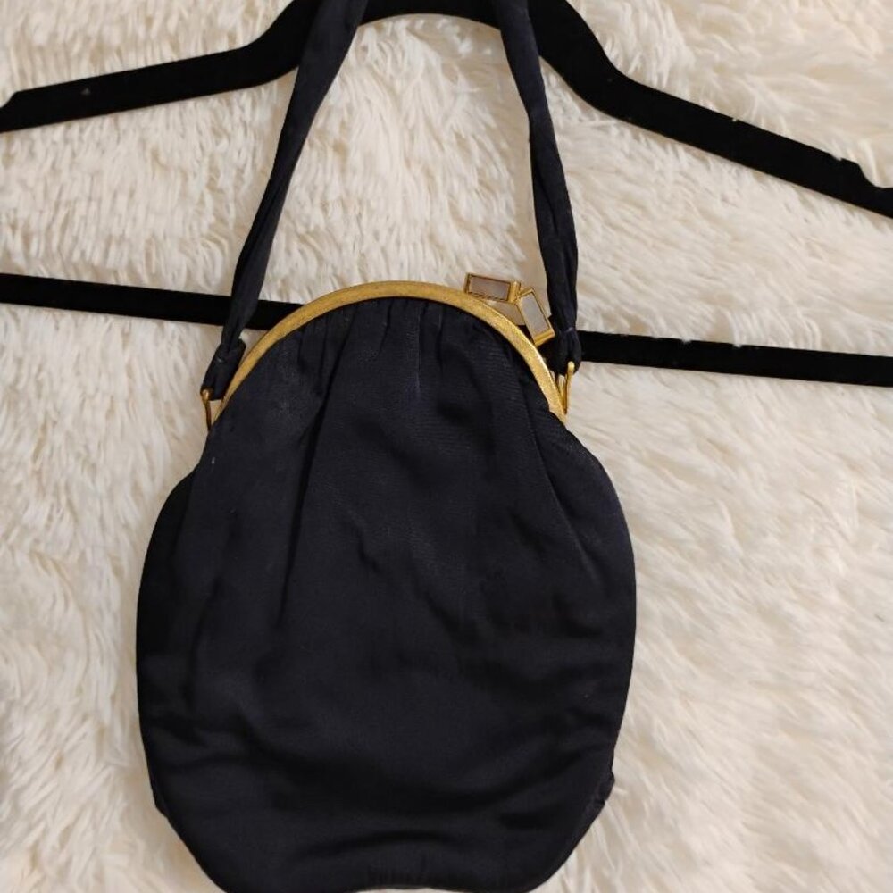 HARRY ROSENFELD EVENING HANDBAG TWIFAILE PURSE SATIN  VINTAGE